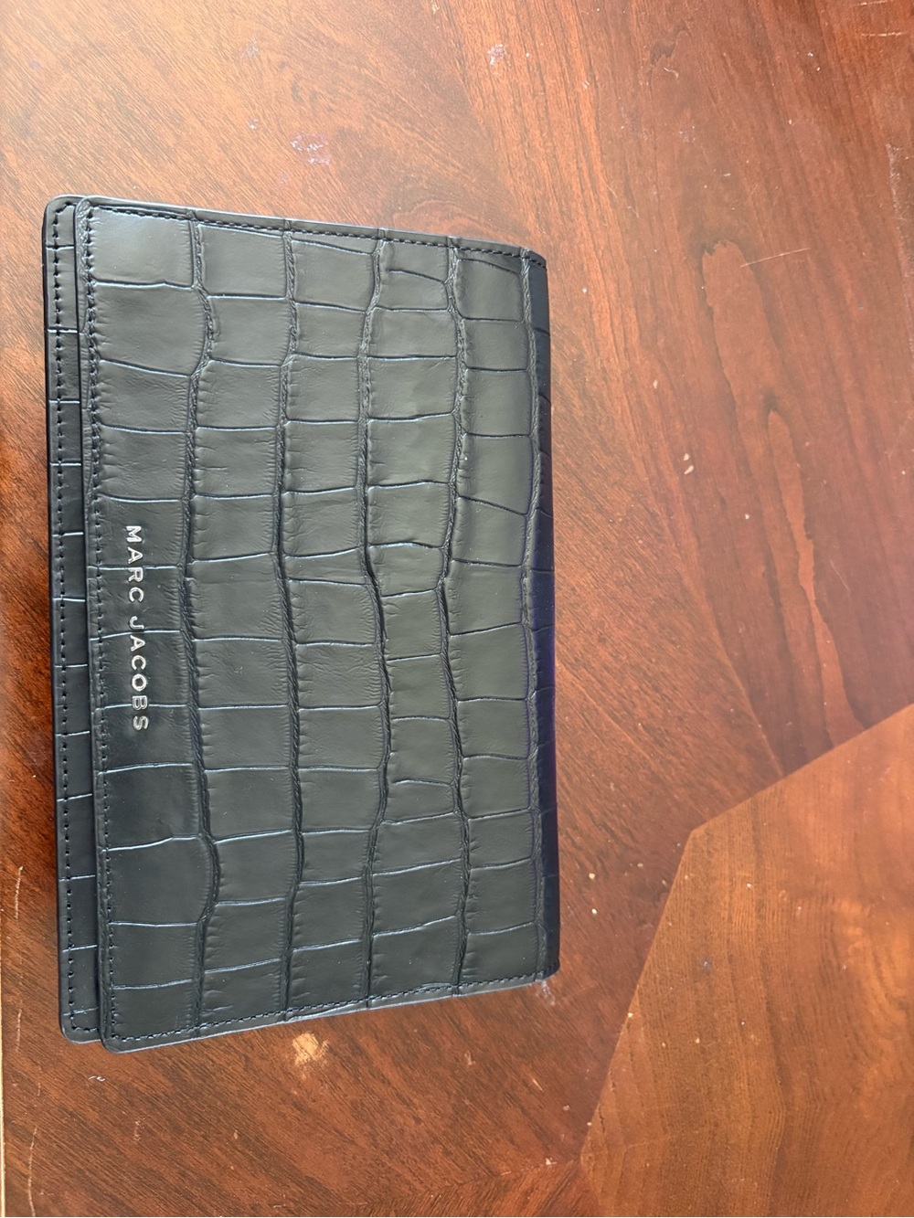 Marc Jacobs Black Croc-Embossed Leather Wallet Purse